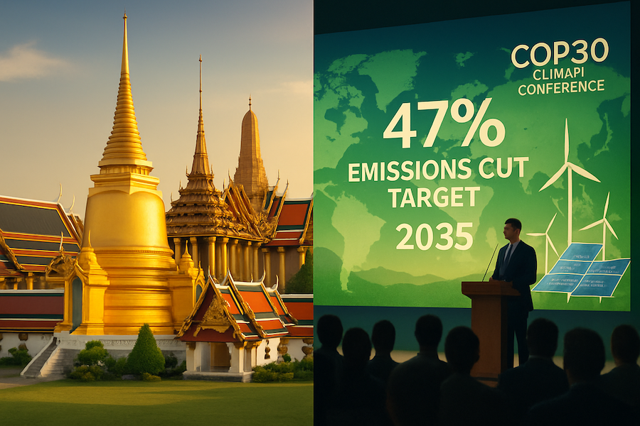 圖片:泰國在巴西貝倫Belém舉行的 COP30 上宣布，計畫在 2035 年前削減 47% 的全國溫室氣體排放量。
