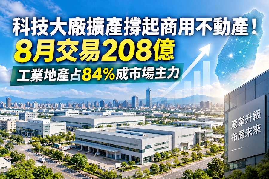 圖片:科技大廠擴產撐起商用不動產！8月交易208億 工業地產占84%成市場主力